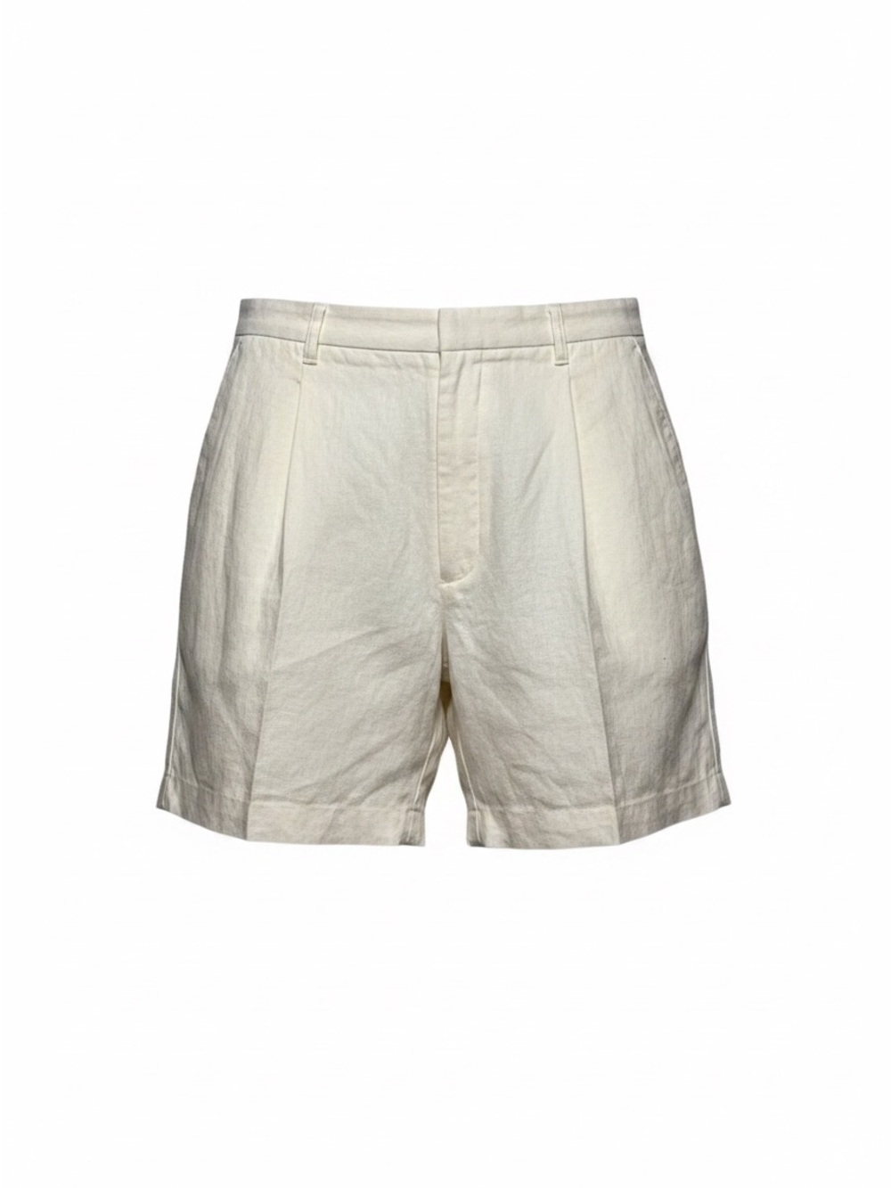 Alan Flusser Men's Cream Linen Flat-Front Shorts Size 42